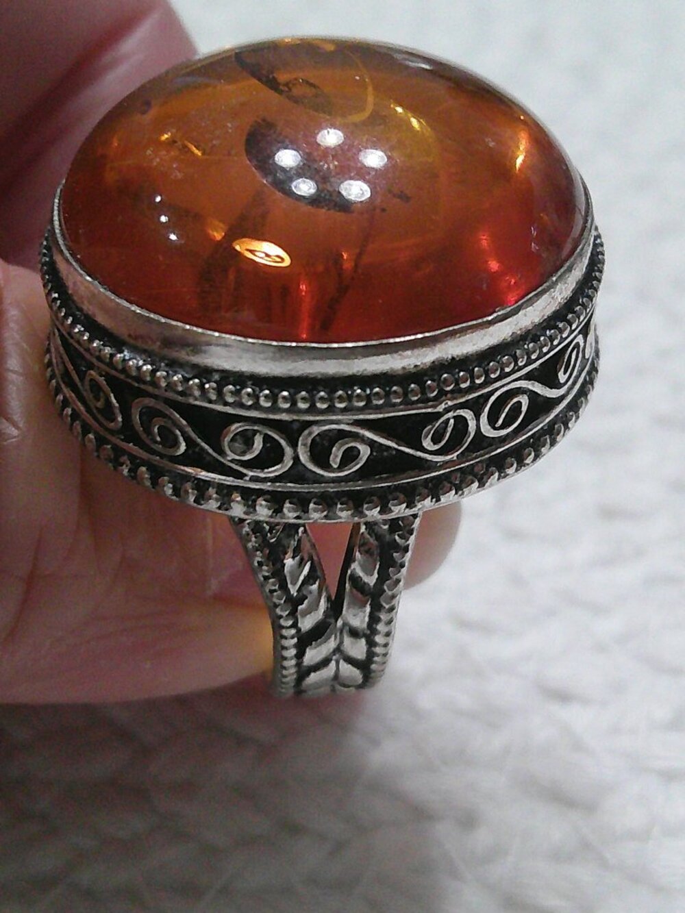 Natural AMBER Handmade Sterling 925 Ring SIze 10 #43F